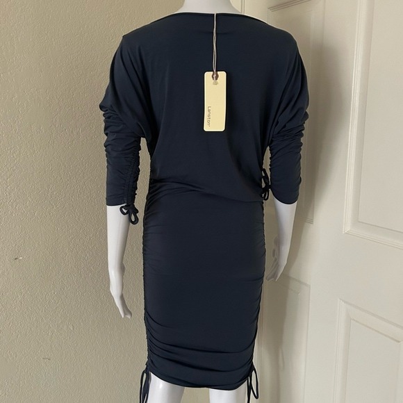 Revolve Lanston Blue Side Rouche Off The Shoulder Soft Midi Dress XS - Picture 5 of 11